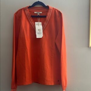 NWT Garcia Vibrant Orange V-Neck Long Sleeve Top- size XS